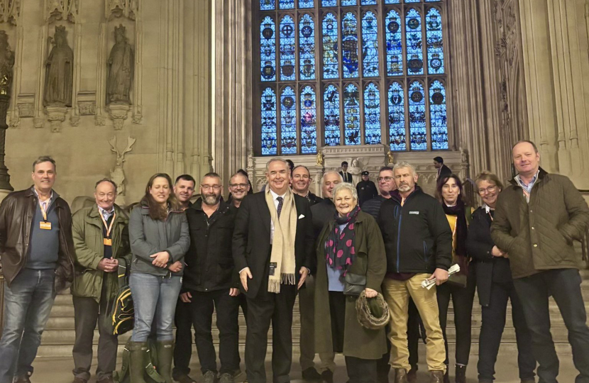 Sir Geoffrey with farmers from Devon on the steps in Westminster Hall