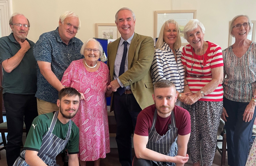 Geoffrey at the Drake Lodge with Residents and Staff