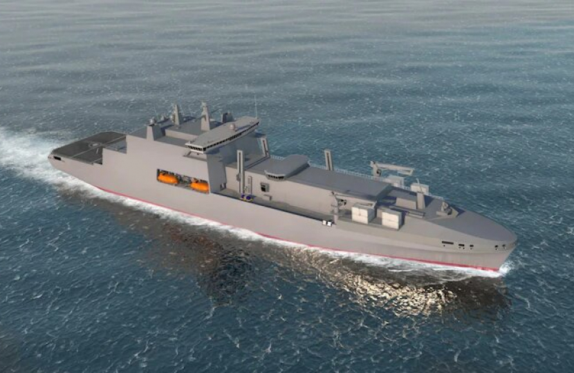 A design of the support ships that will be built at Appledore shipyard for the Royal Navy